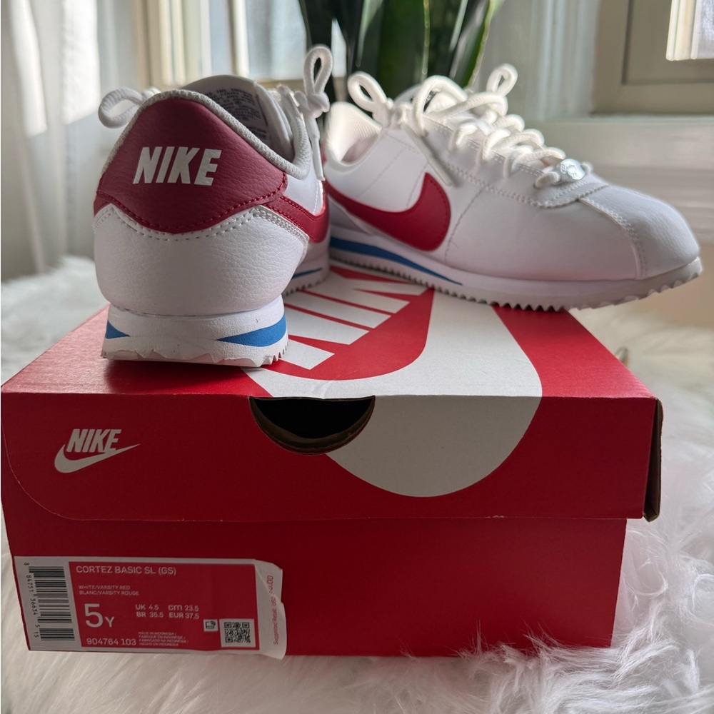 Nike Cortez Basic SL GS White Varsity Red Size 5Y (Women’s 6.5–7)